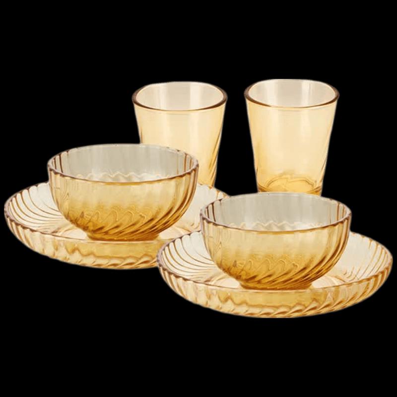 Corning VISIONS Amber Heat-Resistant Glass 6-Piece Dinnerware Set