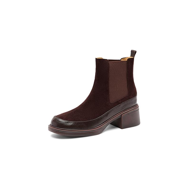 Fashion 2025 New Autumn/winter Genuine Leather Women Boot Round Toe Women Shoes Fashion Designs Chelsea Boots High Heel Short Boots
