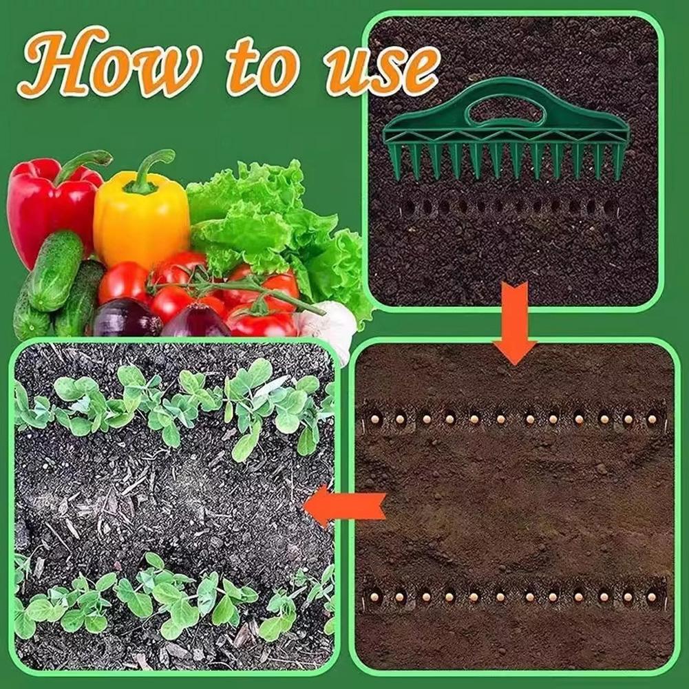 12 Hole Seed Spacer Seeder Tool Garden Planting Template Dibber Soil Digger Manual Seed Spreader Puncher for Vegetable Flower Bed Lawn Gardening