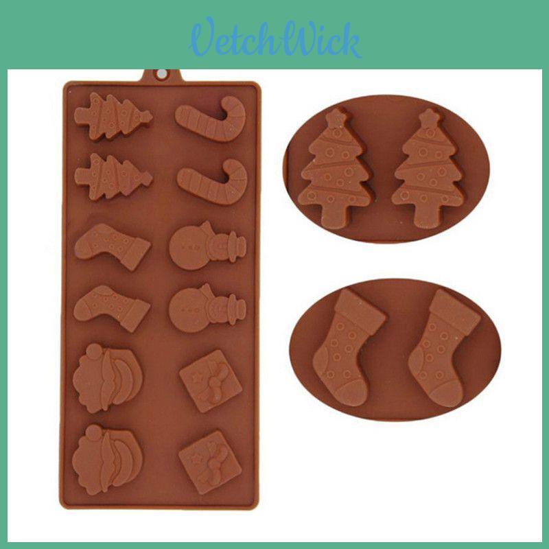 Christmas Santa Chocolate Silicone Mould With Reindeer Santa And Snowman Designs