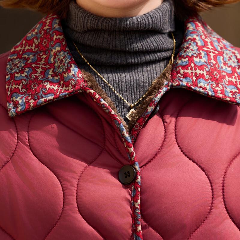 Pasite Women's Padded Printed Lapel Loose Winter Jacket