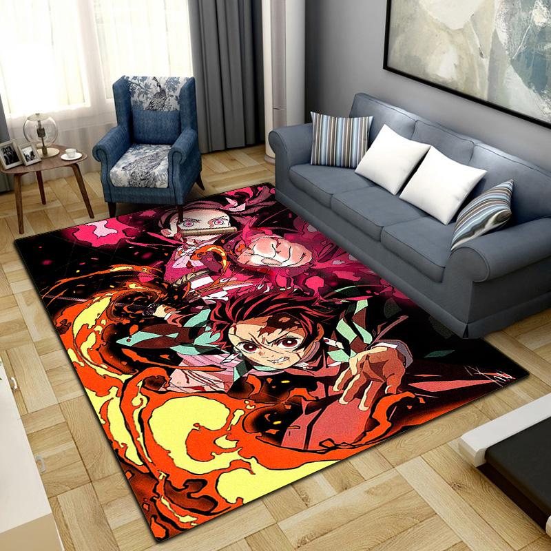 Tanjiro Kamado Nezuko Kamado Washable Non-Slip Rug Carpet Larget Floor Mat Bedroom Home Decor LXRa3