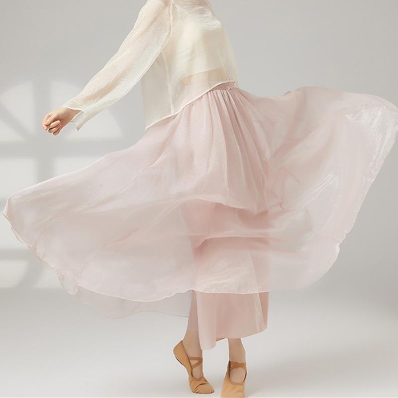 Skirt Pant Women Classical Dance Wide Leg Trouser Flowing Loose Double Layers Modern Stage Performance Costumes Fairy Dancewear