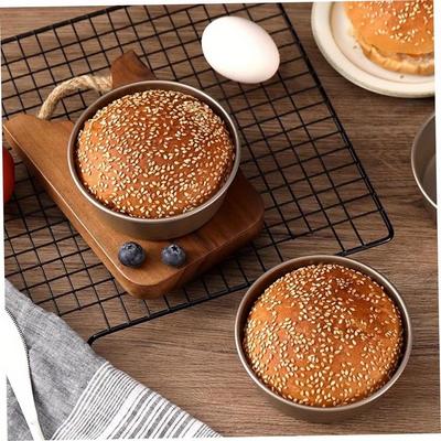 1/2 Hamburger Molds Reusable Mini Cake Tins Nonstick Cheese Cupcakes Baking Tools Home Oven Baking Bread Kitchen Supplies