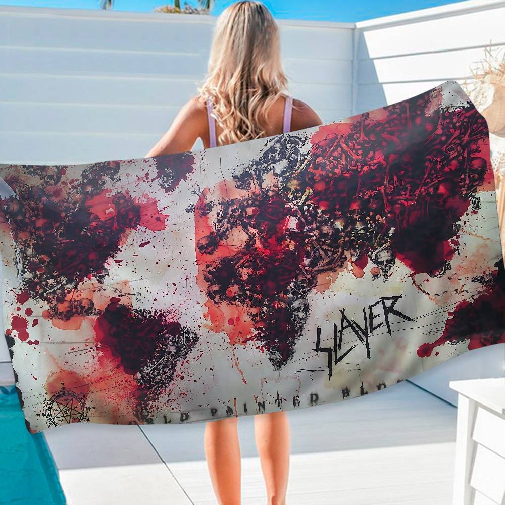 Slayer Heavy Metal Band Music Bath Towel Microfiber Soft Water Absorbing Breathable For Girl Kids Decorative Cartoon