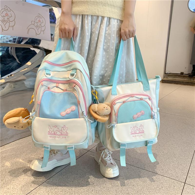 College Style Contrasting Colors Cute Middle School Students Grade 3 To 6 Small Fresh Two-piece Backpack