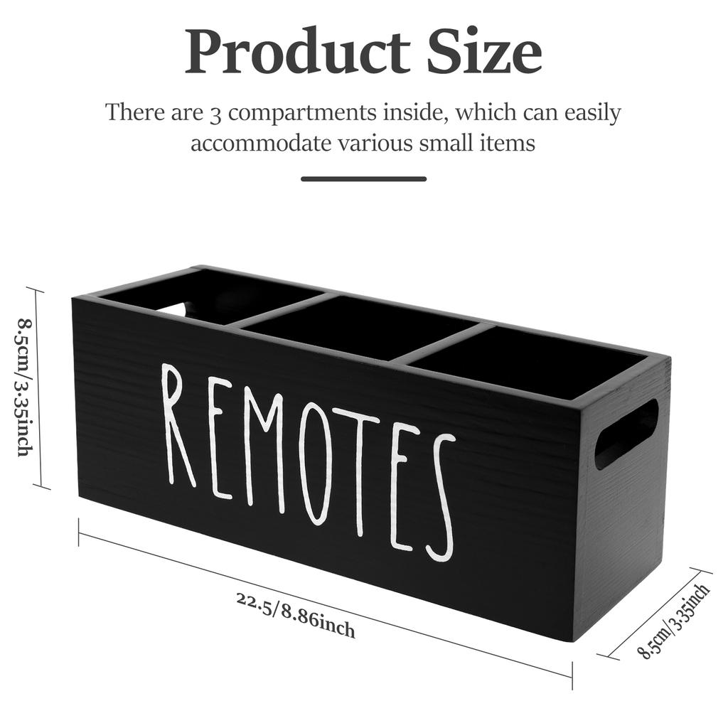 TV Remote Control Holder with 3 Compartment for Living Room Wooden Controller Organizer Smooth Bedside Table Organizer for Home