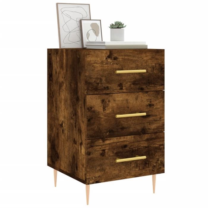 Exclusive House - Smoked Oak Bedside Table 40x40x66 Cm Engineered Wood