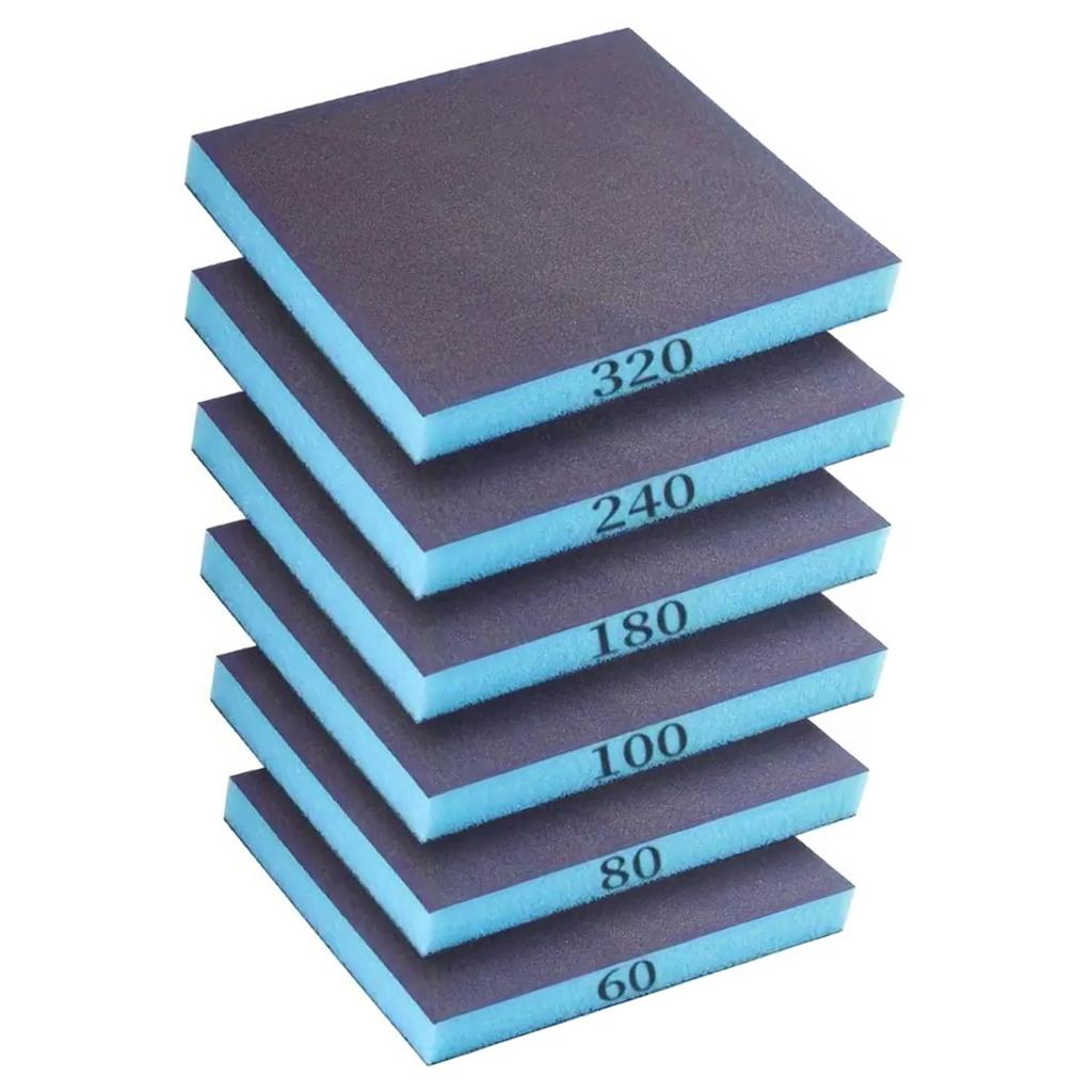 6pcs Sanding Sponge Blocks 60 To 320 Grit Reusable Wet Dry Abrasive Tool Upgrades Sponges Block for Metal Wood Polishing