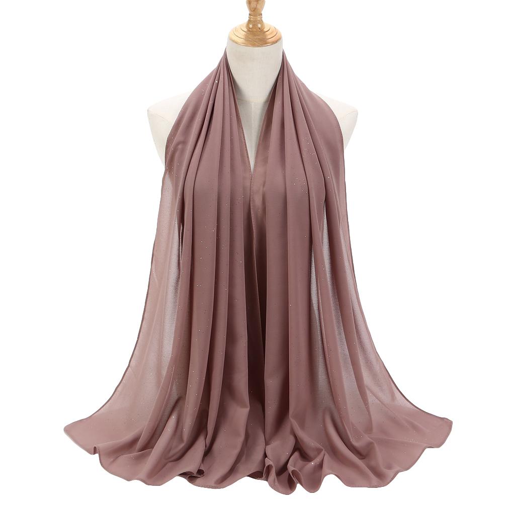 Women's Chiffon Shawl, Glitter Gold Powder Scarf, Chiffon Hijab for Party/Beach