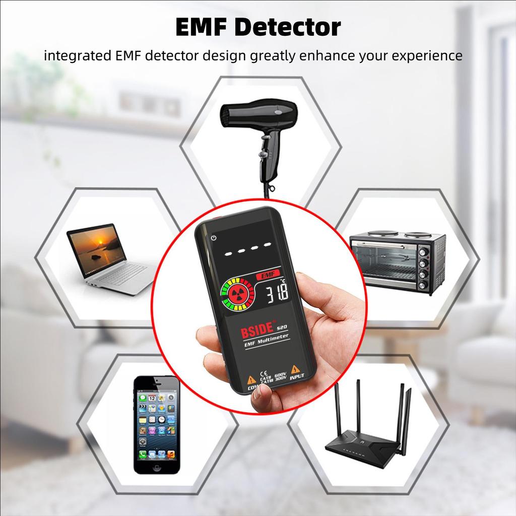 BSIDE S20 Smart Multimeter with Large Color Screen - Measures Electromagnetic Radiation & Multi-function Tester