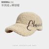 Embroidery letters lamb wool baseball cap children autumn and winter wide brim show face small warm versatile cap men