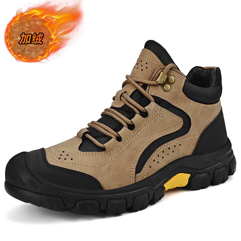 Popular outdoor men's shoes fashion autumn and winter velvet Martin boots men's snow boots non-slip hiking shoes short boots