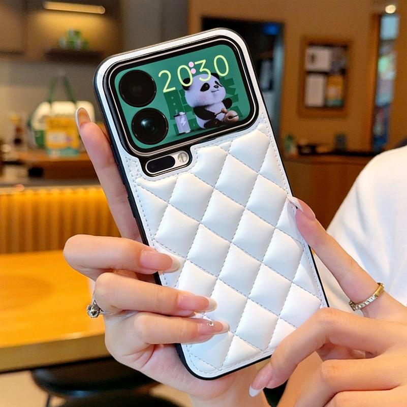 

Three-dimensional puff check small fragrance style leather Case For Xiaomi 17 Pro Max Mi 17 Pro 15 Ultra 14 13 ultra Hard Cover Xiaomi 17 pro max