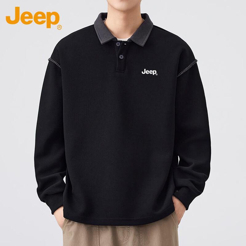 JEEP Men's Loose Fit Polo Collar Sweatshirt