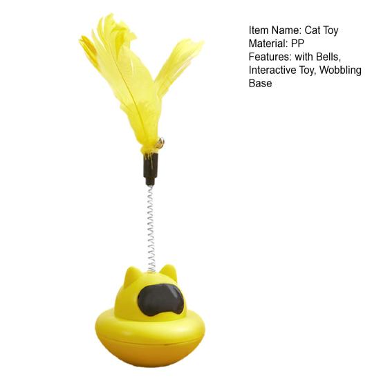 Wobbling Cat Feather Toy Interactive Spring Cat Teaser with Bells Cat Enrichment Feather Toy for Indoor Kittens Play Anxiety Relief