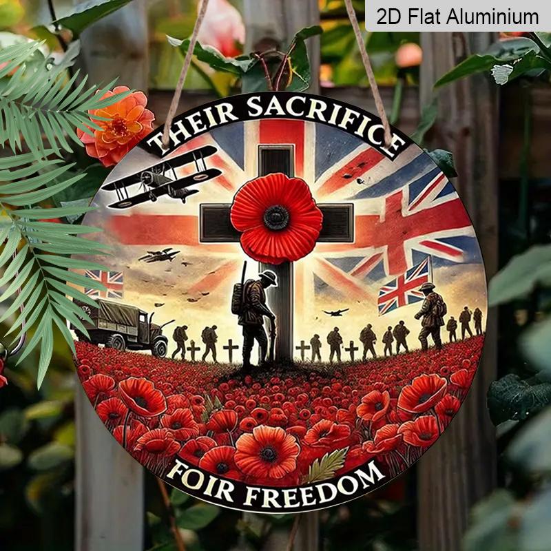 

2D Flat Aluminum Memorial Day-Themed Wall Decor Commemorative Gift 7.87 Inches X 7.87 Inches Suitable for Cafes, Offices, Front Doors, Porches, and 1pc