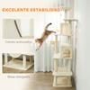 Cat Scratching Tree, Platform, Bed, Caves, Sisal Posts, 60 X 48 X 202 Cm, Beige