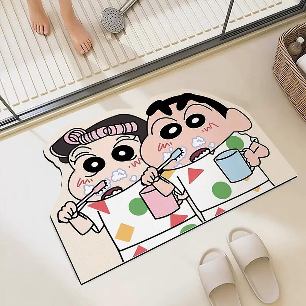 Diatom Mud Bathroom Anti-slip Pad Cartoon Double Shower Door Floor Mat Bathroom Absorbent Pad