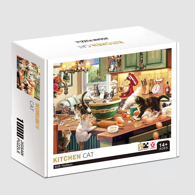 

70*50cm Adult Puzzle 1000 Pieces Paper Jigsaw Puzzles The Kitchen Cat Famous Painting Series Learning Education Craft Toys Gifts