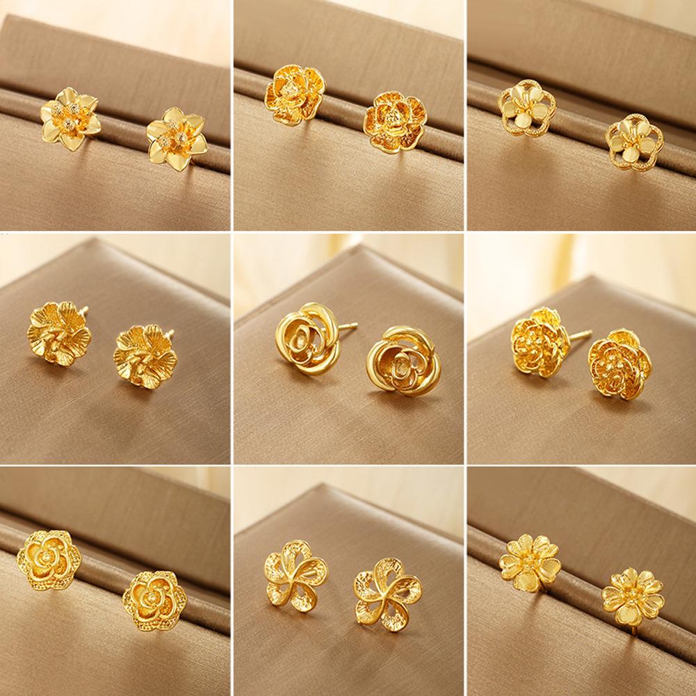 Vintage Earrings Flowers Ear Studs For Girl Simple Jewelry Fashion Classic Earrings Jewelry Party Gifts