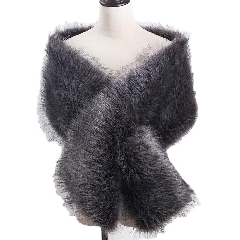 Women's Faux Fox Fur Shawl Cloak: Thick Autumn/Winter Bridal Evening Scarf and Neck Warmer
