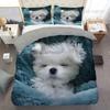 Comforter Cute White Dog 3D Print Bedding Set For Kids Teens Adult Animal Theme Soft Comfortable Home Textiles Set