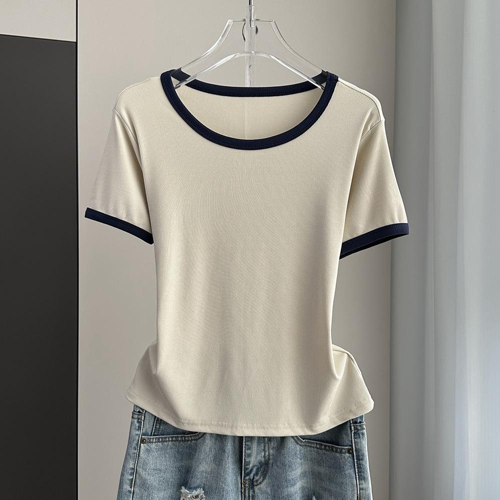 Standard Shoulder Casual Short Sleeve Tee Modal Ribbed Plus Size Loose Top Versatile Breathable Soft Material Flattering Slim Women Top