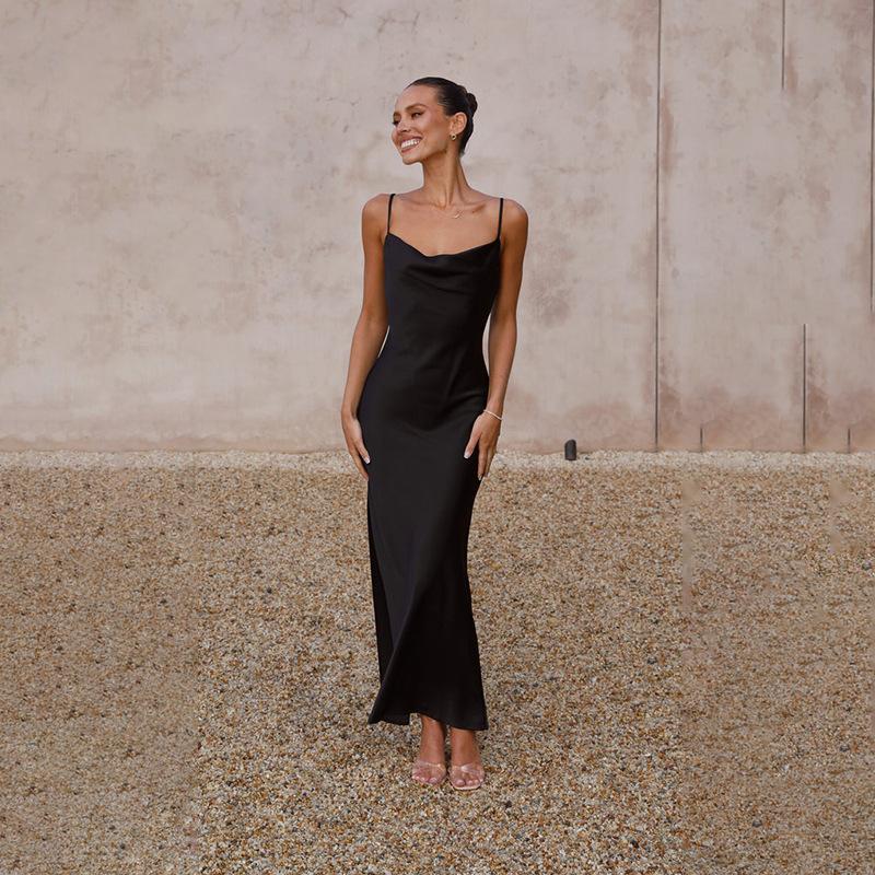 Women's Clothing 2026 Spring and Summer New Suspender Deep V-neck Slim Fit Urban Fashion Solid Color Dress