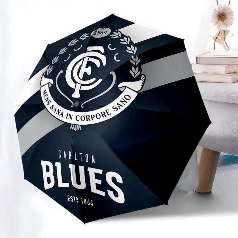 Carlton Blues, AFL Team Automatic Opening and Closing, 8 rib Structure Portable Umbrella, Suitable for Men and Women in All Seasons  Perfect