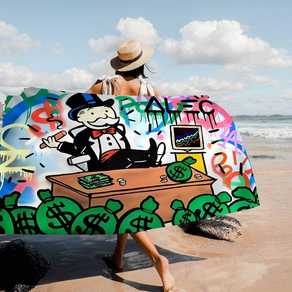 Cartoon Dollar Monopolys Anime Beach Swimming Towel Soft Absorbent Washcloth Children's Gifts for Kids Travel Camping Gym