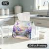 1pc Tissue Box, Watercolor Garden Bench Birds Floral Calm Pattern, 2D Flat Printing, Dust-Proof, Foldable, Tissue Pouch, for Household Use