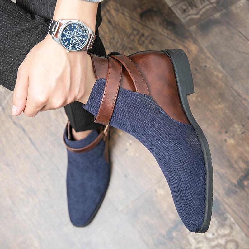 Men's Plus Size High-Top Leather Boots: Korean Style Trendy British Casual Retro Design
