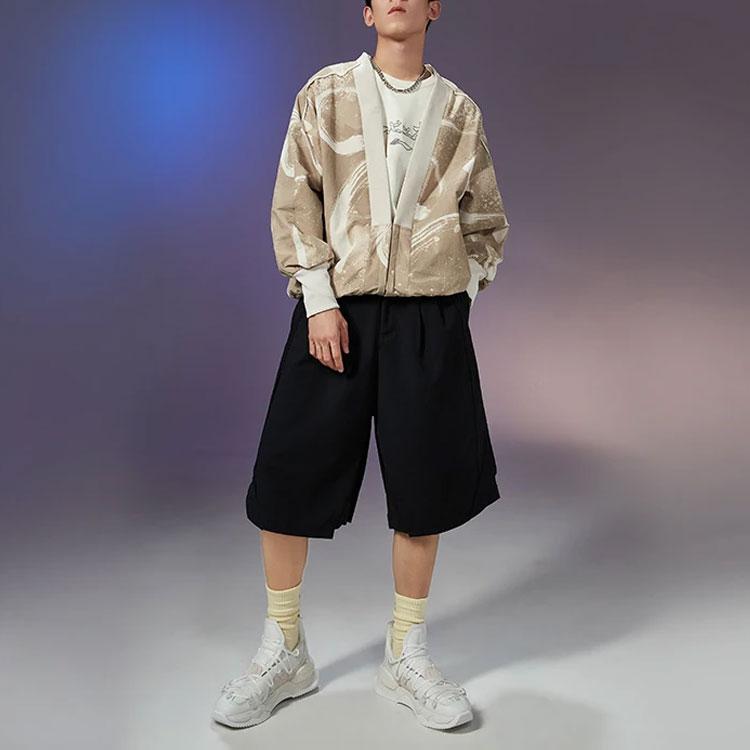 Li Ning X Jackie Chan Collaboration Kung Fu Series Solid Color Casual Loose Sports Shorts Men Shorts Black AKSR687-2