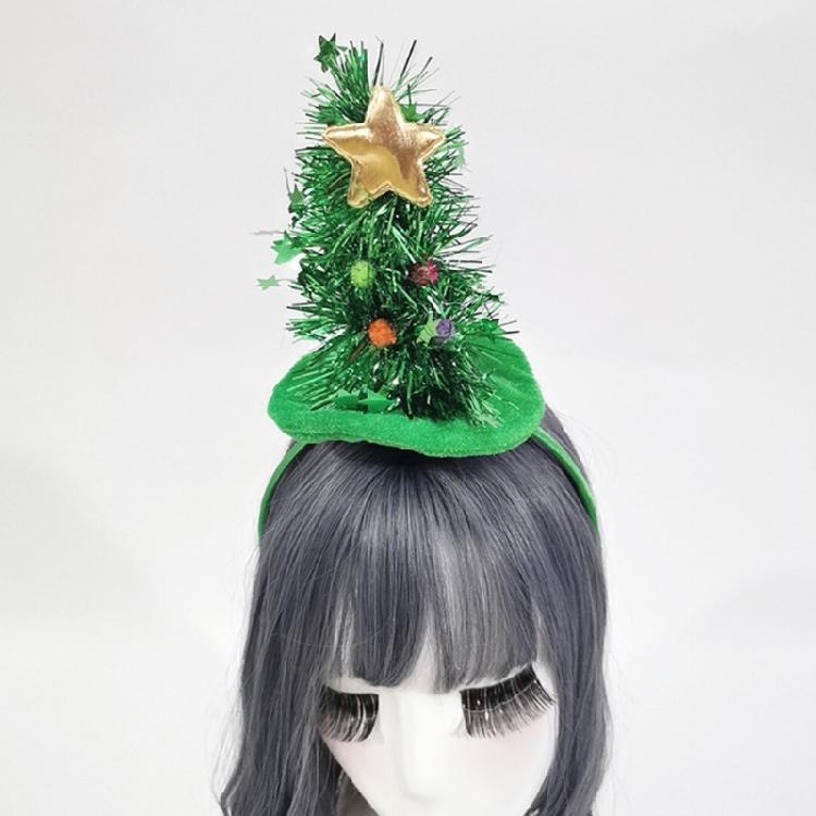 Christmas Hair Bands Glitter Santa Hat Headband Glowing Holiday Party Favor