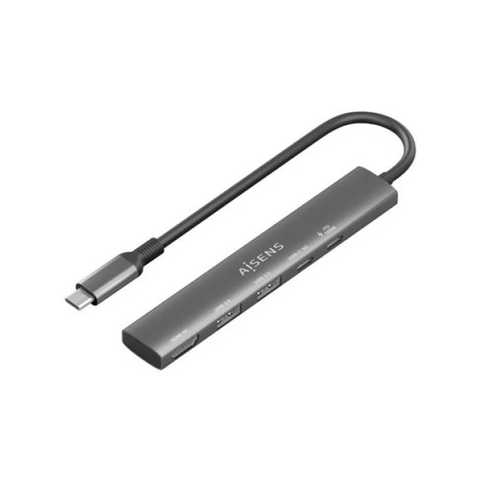 Docking USB Tipo-C Aisens ASUC-5P022-GR- 1xHDMI- 2xUSB- 1xUSB Tipo-C- 1xUSB Tipo-C PD- Gris