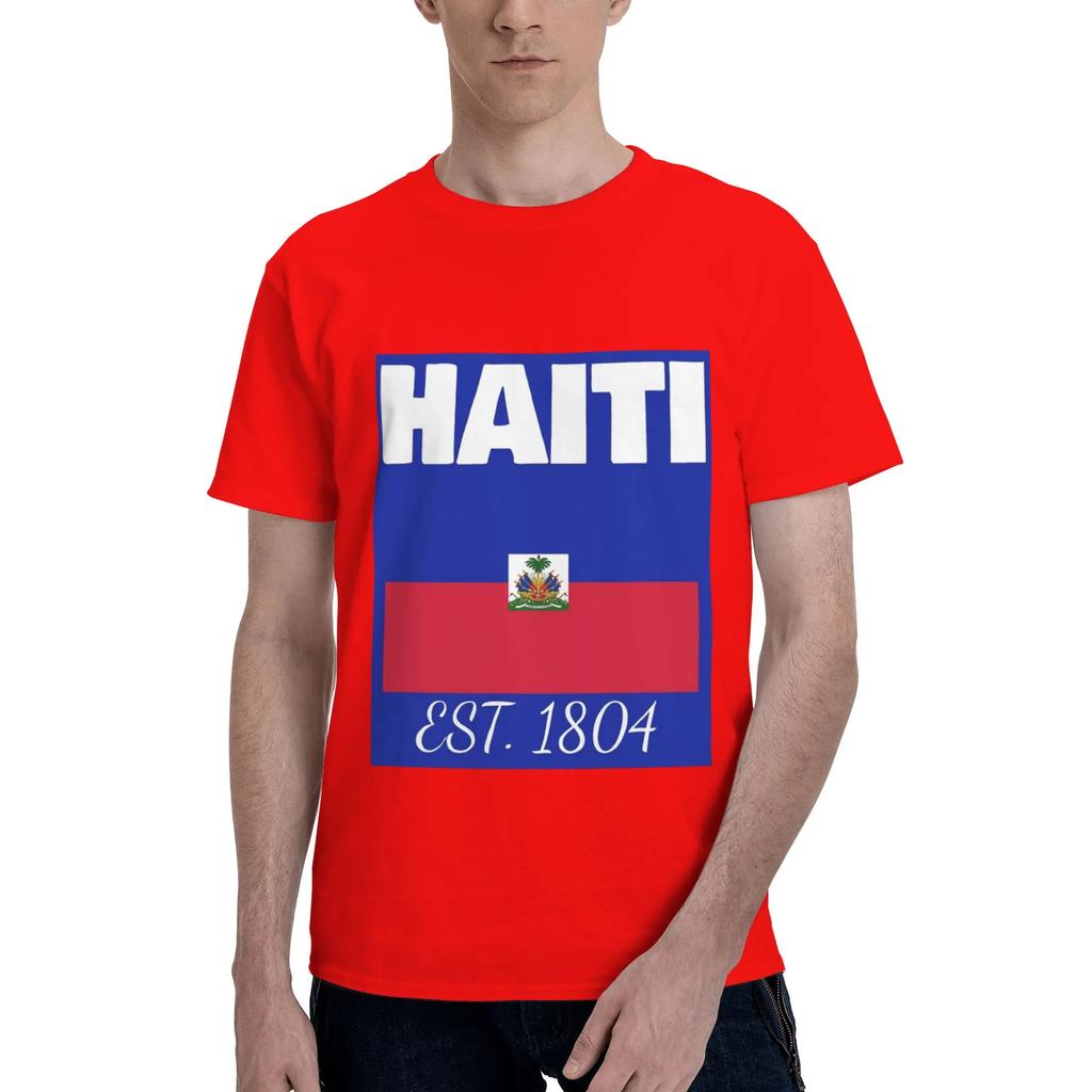 Haiti EST 1804 Independence Haitian Flag Merch 100 Cotton TShirt Mens Oversized T Shirts Men Crew Neck Short Sleeve S6XL