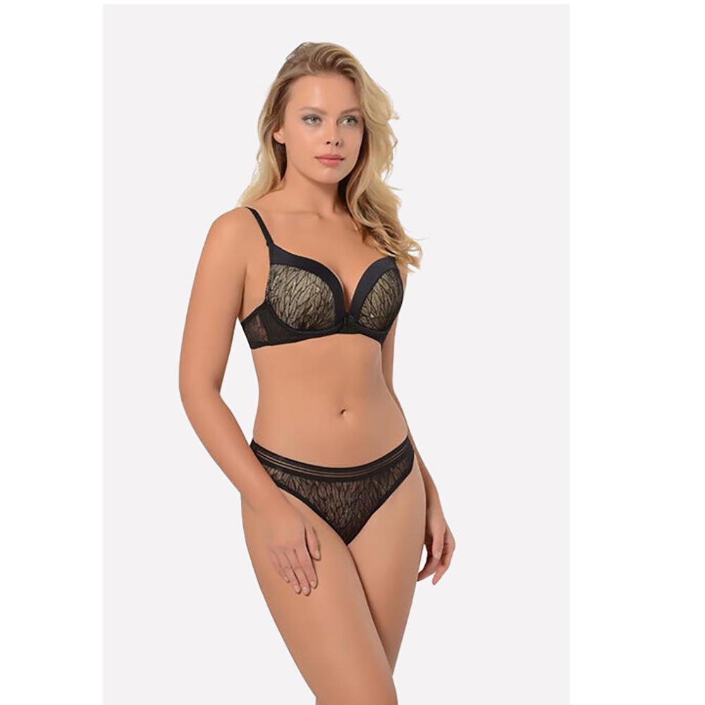 

Черный бюстгальтер и трусики NBB с узором