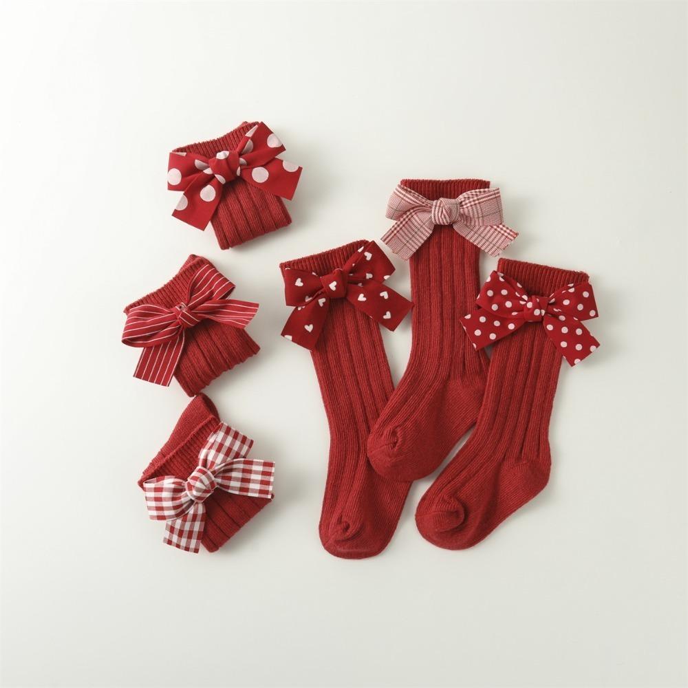 Bowknot Toddler Hosiery Casual Bow Middle Tube Socks New Red Socks Children