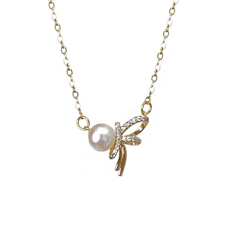 

Французская лента | Жемчужное ожерелье-бантик, цепочка на ключицу, изысканный и нежный дух феи