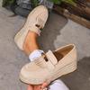 Fashion Bohemia Colorful Bead Decoration Loafer Shoes Women Autumn Comfort Hemp Wedge Heel Pumps Fashion Tassels Suede Slip On Shoes