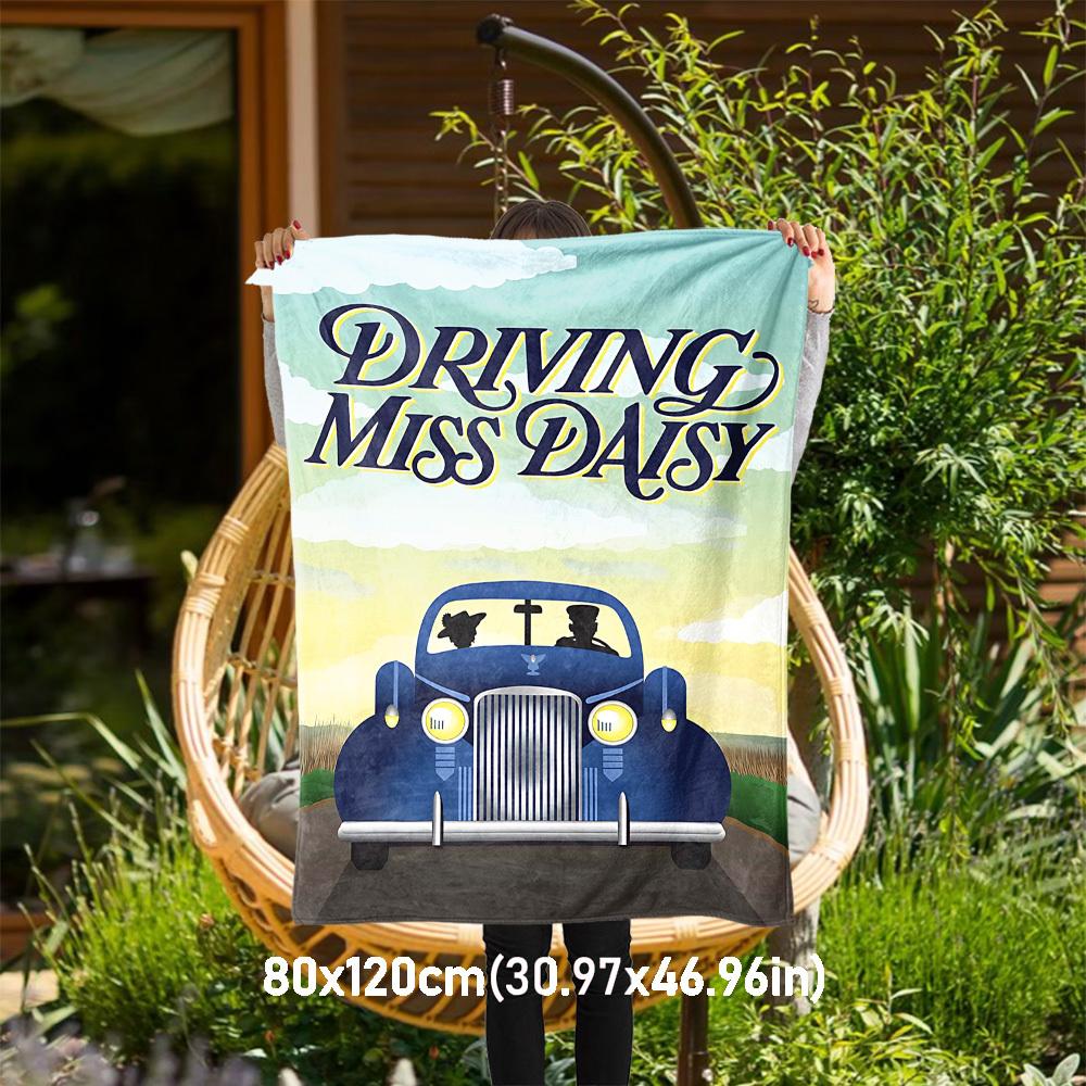 

1pc Driving Miss DaisyOutdoor Flannel Blanket Soft Plush Decor for Picnics, camping,Bedroom, Playroom, or Lunch Break, Perfect Gift 80x120cm