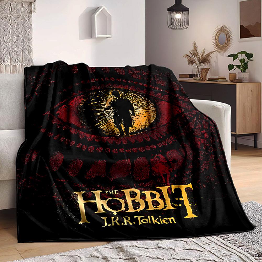 1pc The Hobbit Flannel Throw Blanket - HD Printed Lightweight Soft Warm All-Season Blanket for Sofa, Bed, Travel053
