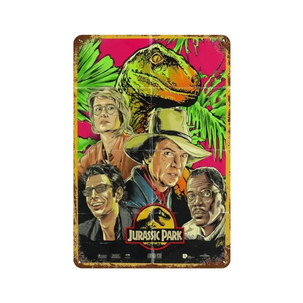 Jurassic Park Dinosaur Science Fiction Movie Sign Decor Metal Plate Poster Vintage Tin Sign Garage Man Cave Plaque Decoration