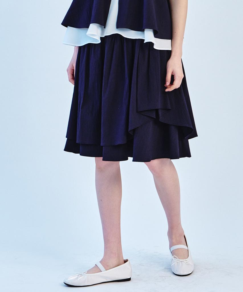 SO IR Drape Banding Midi Skirt - Navy
