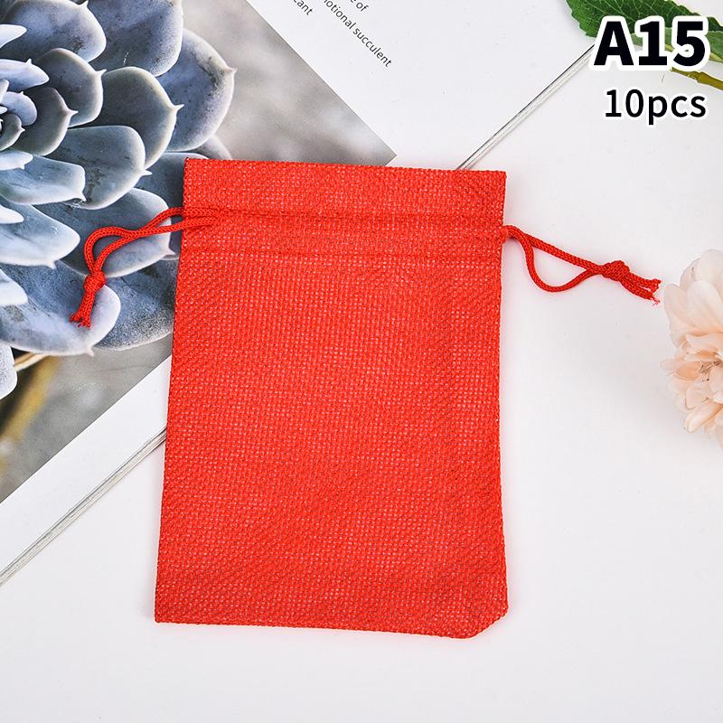 10 Pièces 10X14Cm Sac Cadeau Jute Fait Main Sac Naturel Coton Lin Sac d'Emballage Cadeau Sac de Rangement Bijoux
