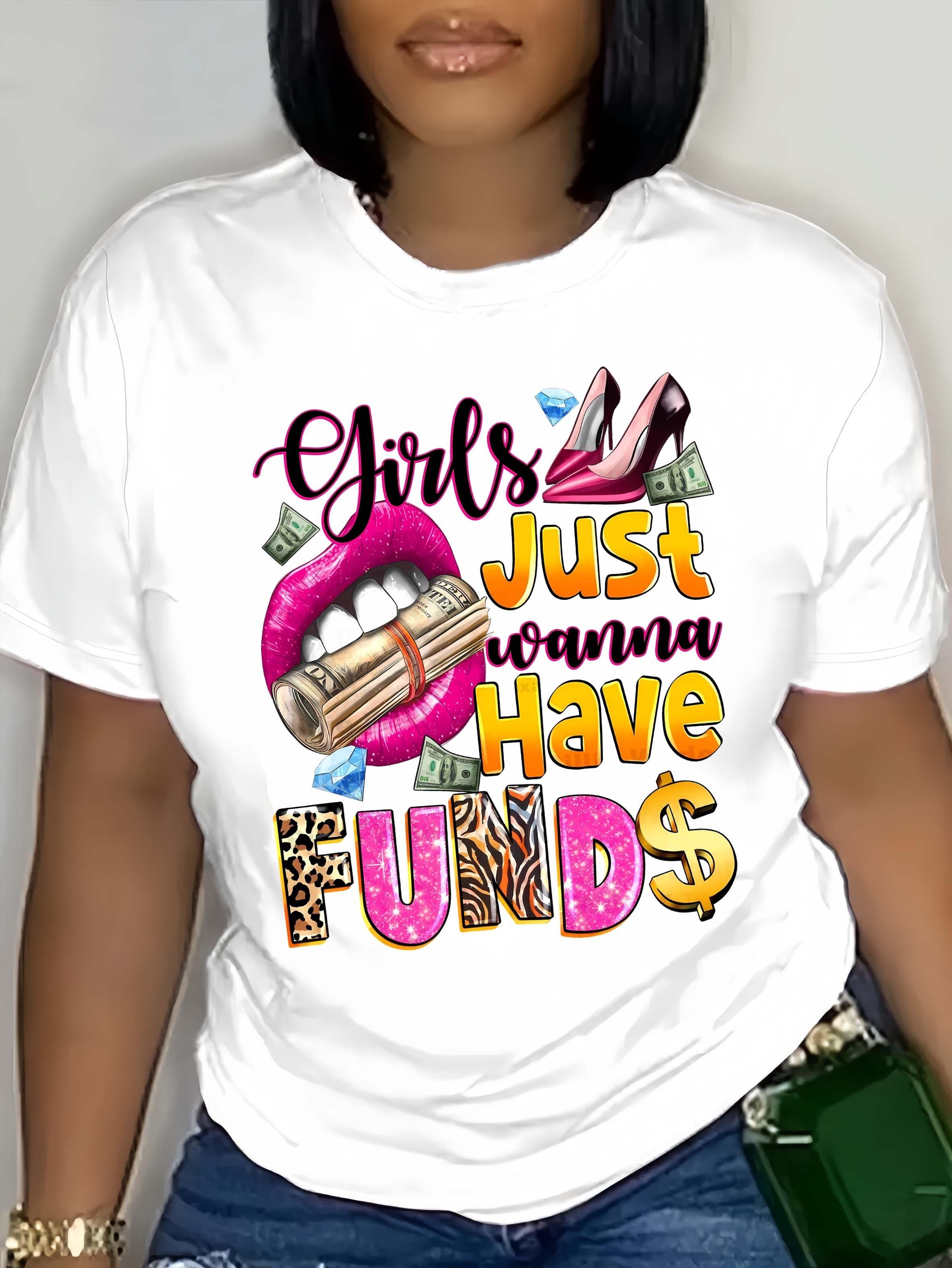 

USD&Mouth&Letter Printed T-shirt Casual Short sleeved T-shirt Spring/Summer Women s Wear 4XL