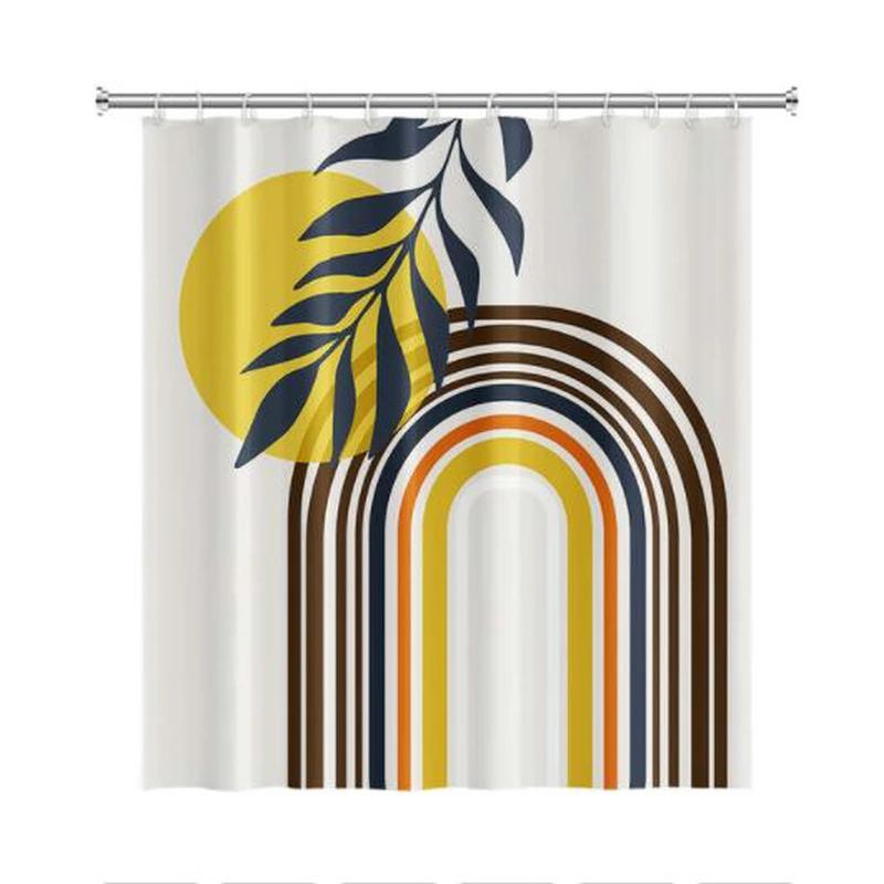 Nordic Wind Abstract Art Boho Shower Curtain Waterproof Polyester Bath Curtain Morandi Color Block Curtains For Bathroom Decor