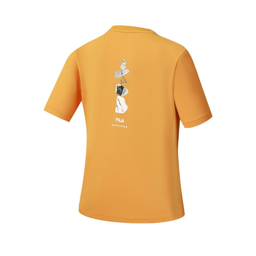 FILA Explore Optima Functional T-Shirt Simple Fashion Sports Training Outdoor Comfortable Versatile Knitted Short Sleeve Women tops A11W617107FOR
