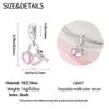Original Copper Charms Luxury Pink Heart Pendant Lock Key Beads Fit Bracelet Diy Women Making Delicate Gift